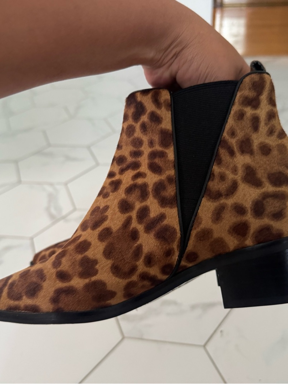 Marc Fisher Leopard Print Chelsea Bootie in Brown and Black - Picture 9 of 10